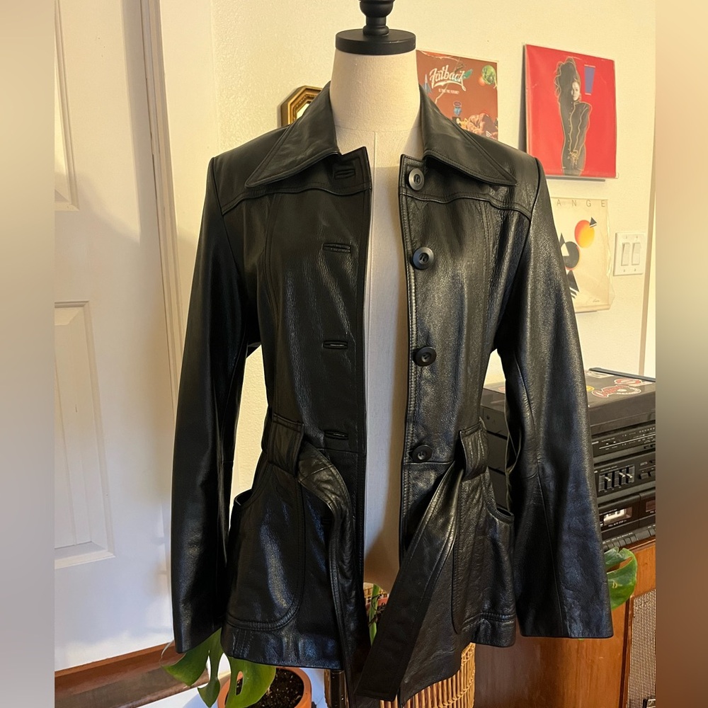 Wilsons Leather Black Button-Front Leather Jacket